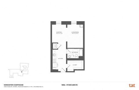Floor plan for studio, 1 bath, 710 sqft